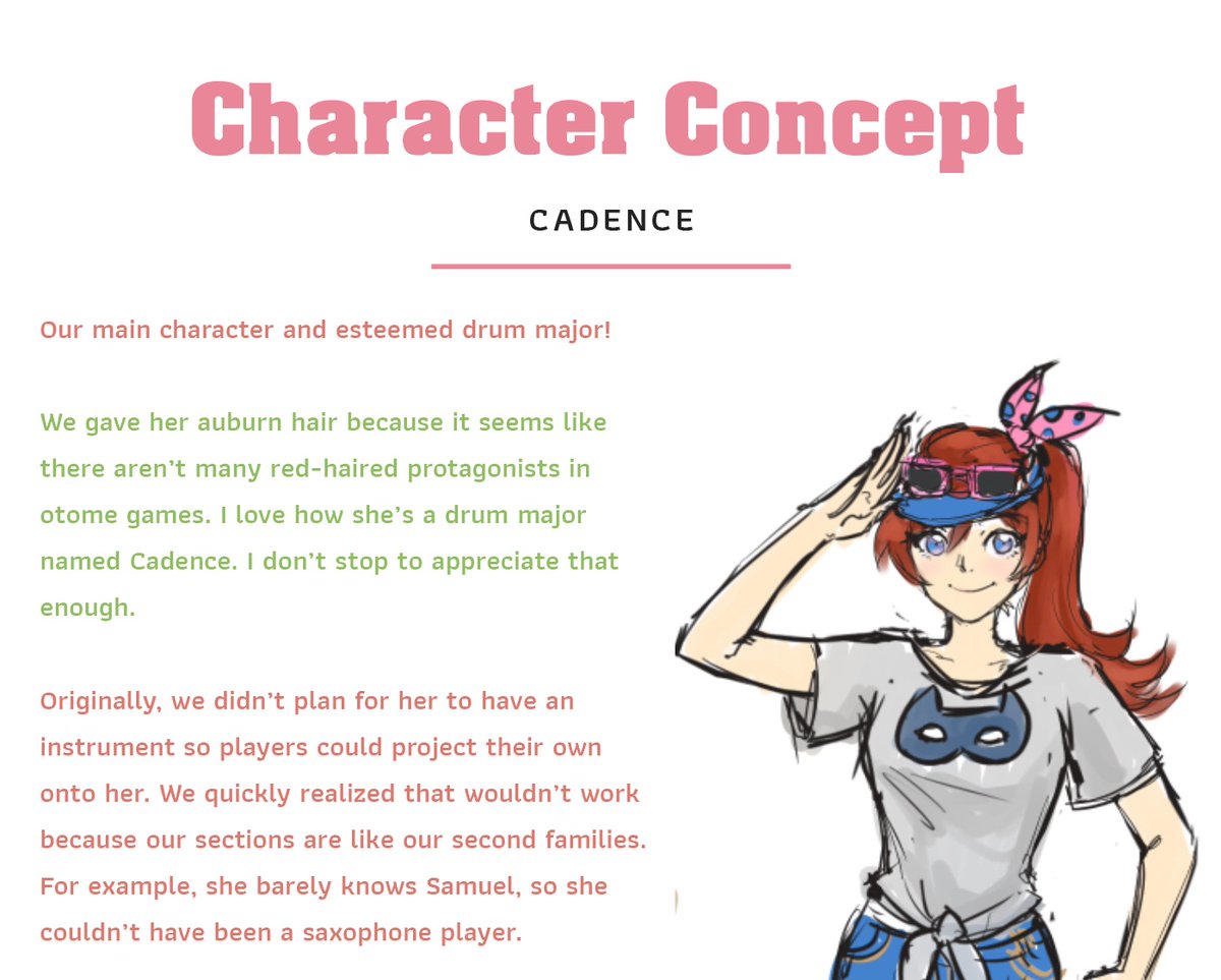 Enjoy an excerpt from the upcoming BCB digital art book, to be released in May! The art book will include over a hundred pages of concept art, developer commentary, and much more!! 🎺💕 #otome #bandcampboyfriend