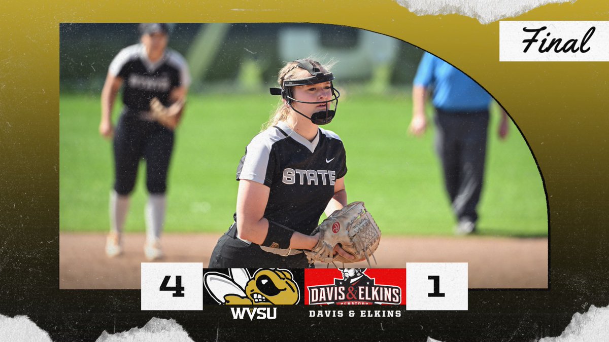 🥎 | FINAL: WVSU 4, D&amp;E 1 (G1)

⚫️A. THOMPSON: 2-3, 2B, HR, R, 3 RBI
🟡C. THOMPSON: 1-2, RBI,R
⚫️E. CLARK: BB, SB (28th - Ties single season stolen base record)
🟡A THOMPSON: CG W, 7 K, 1 ER

Game 2 up next!
#GoState 🐝