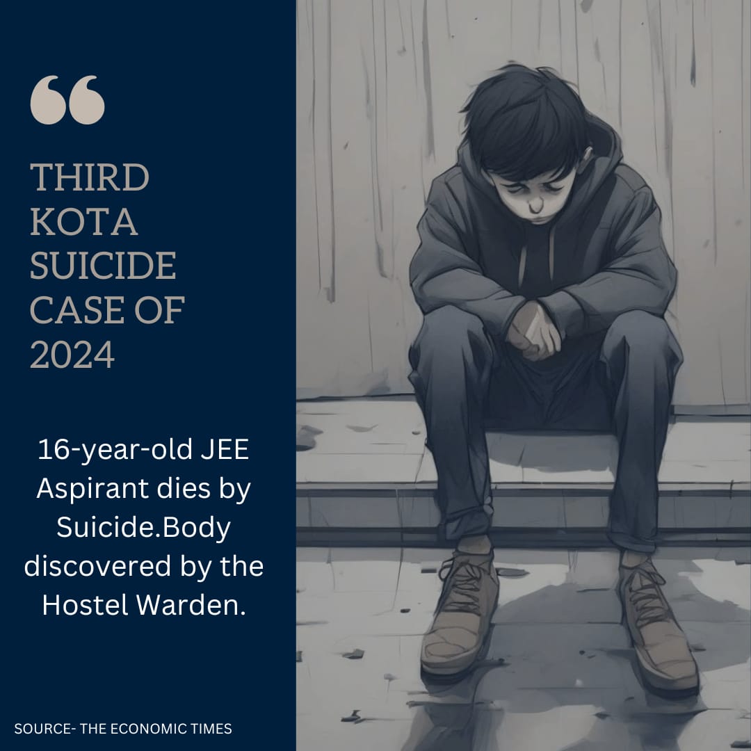 WeavingHope's tweet photo. KOTA SUICIDE CASE:
In Kota, Rajasthan, 16-year-old JEE Aspirant Shubh Choudhary took his own life. An Anti-Suicide device was allegedly missing from the fan in the dorm room. This incident in India, marks the third Student Suicide of 2024.

FULL STORY:
https://t.co/PBYL3OWcqF https://t.co/x3GePFcnWs