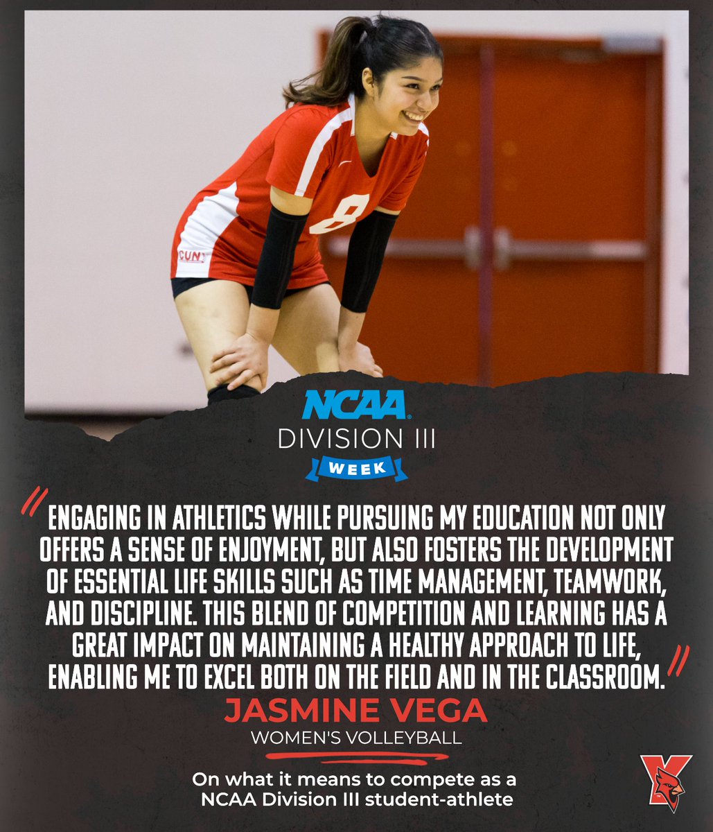#D3Week features Jasmine Vega of @YorkCollegeCUNY Women's 🏐, who speaks about what it means to compete as an @NCAA @NCAADIII student-athlete 📈

#YCCardinals #RiseAbove #TheCardinalWay #WeAreOneYork #NCAAD3 #whyD3 #myD3