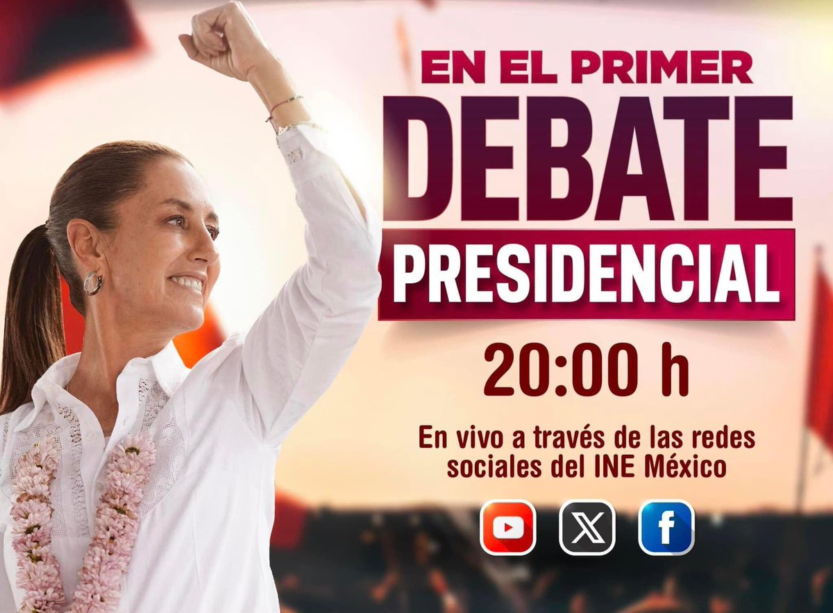 HOY ES LA “MASACRE” … PERDÓN… EL DEBATE PRESIDENCIAL ! 8:00 p.m. #EsClaudiaPresidenta2024