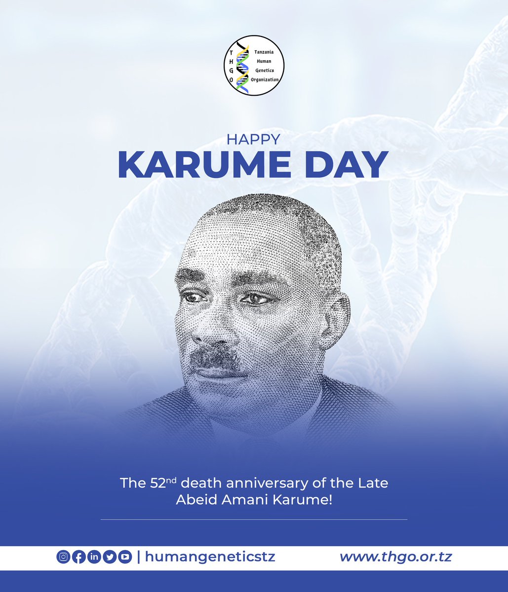 HAPPY KARUME DAY!

Honoring the Legacy: Commemorating the Visionary Leadership of the late Abeid A. Karume on KARUME DAY.

#KarumeDay
#humangenetics