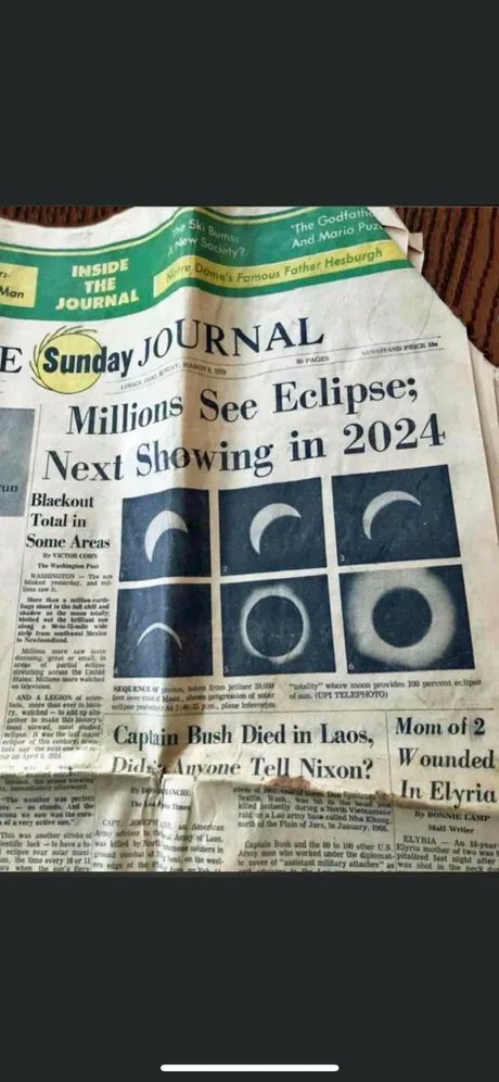 Wow, look at this Newspaper- March 7th, 1970 'Millions See Eclipse Next Showing In 2024'