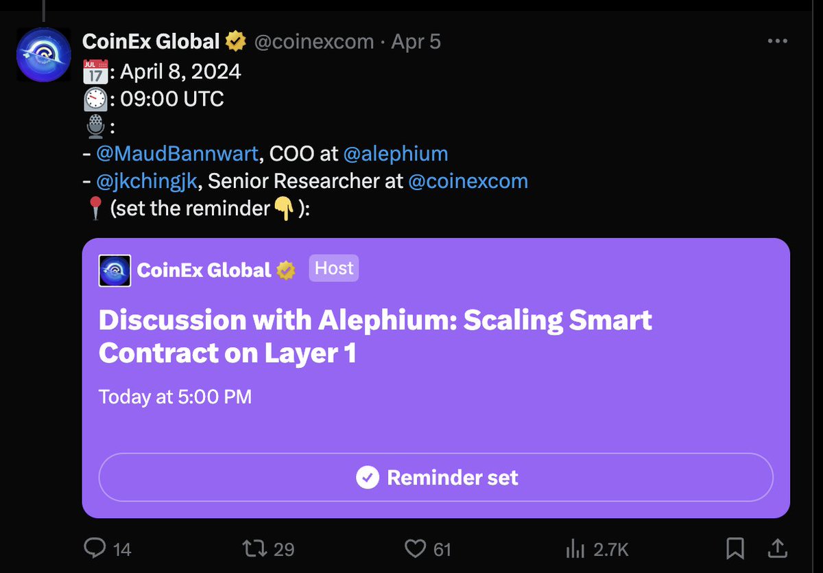 AnggaikaIka's tweet photo. @coinexcom @MaudBannwart @alephium reminder set https://t.co/IzNvIFykcw