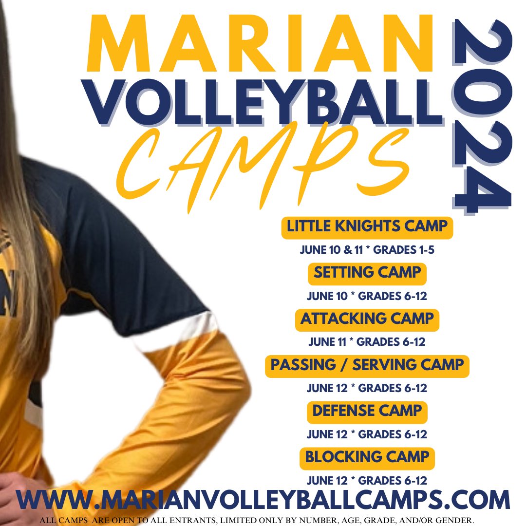 It’s never too early to be thinking about Marian Volleyball summer camps! 🏐 Head to marianvolleyballcamps.com for more information! #marianvb #goknights #summercamp