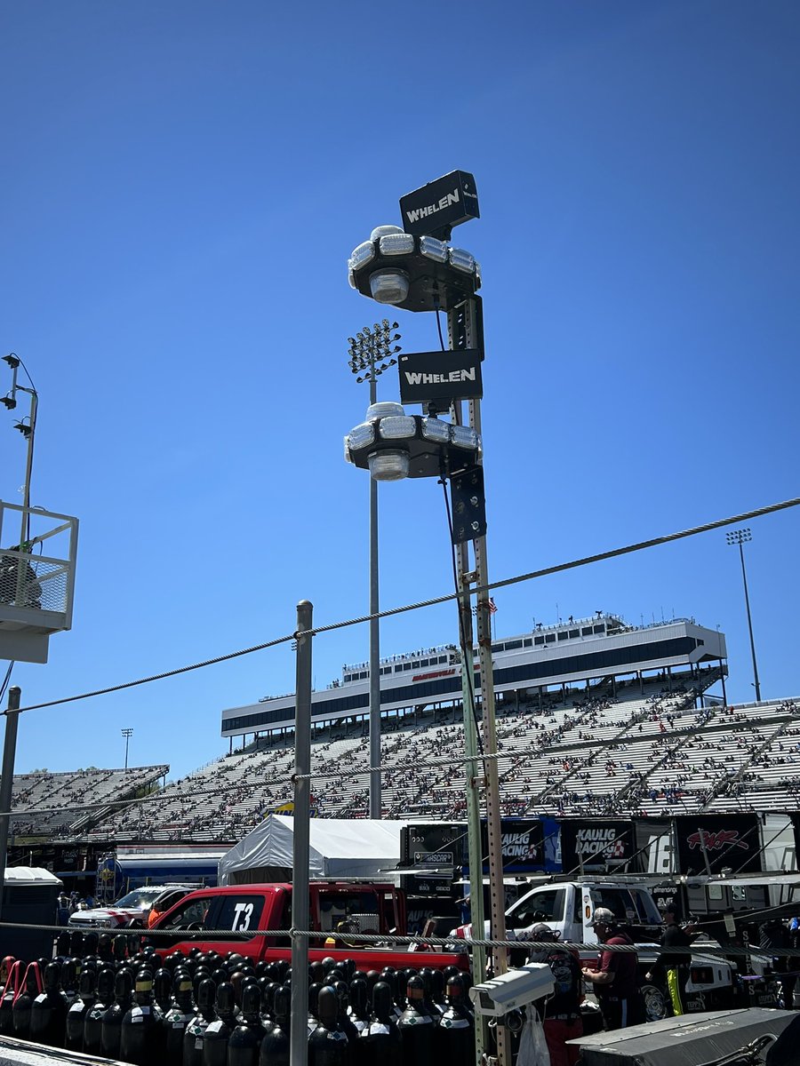 This is a picture of the @WhelenEng pit entrance lights at Martinsville Speedway. Whelen has always made the best lights and lighting systems I am happy to see so many Whelen lights everywhere I go.