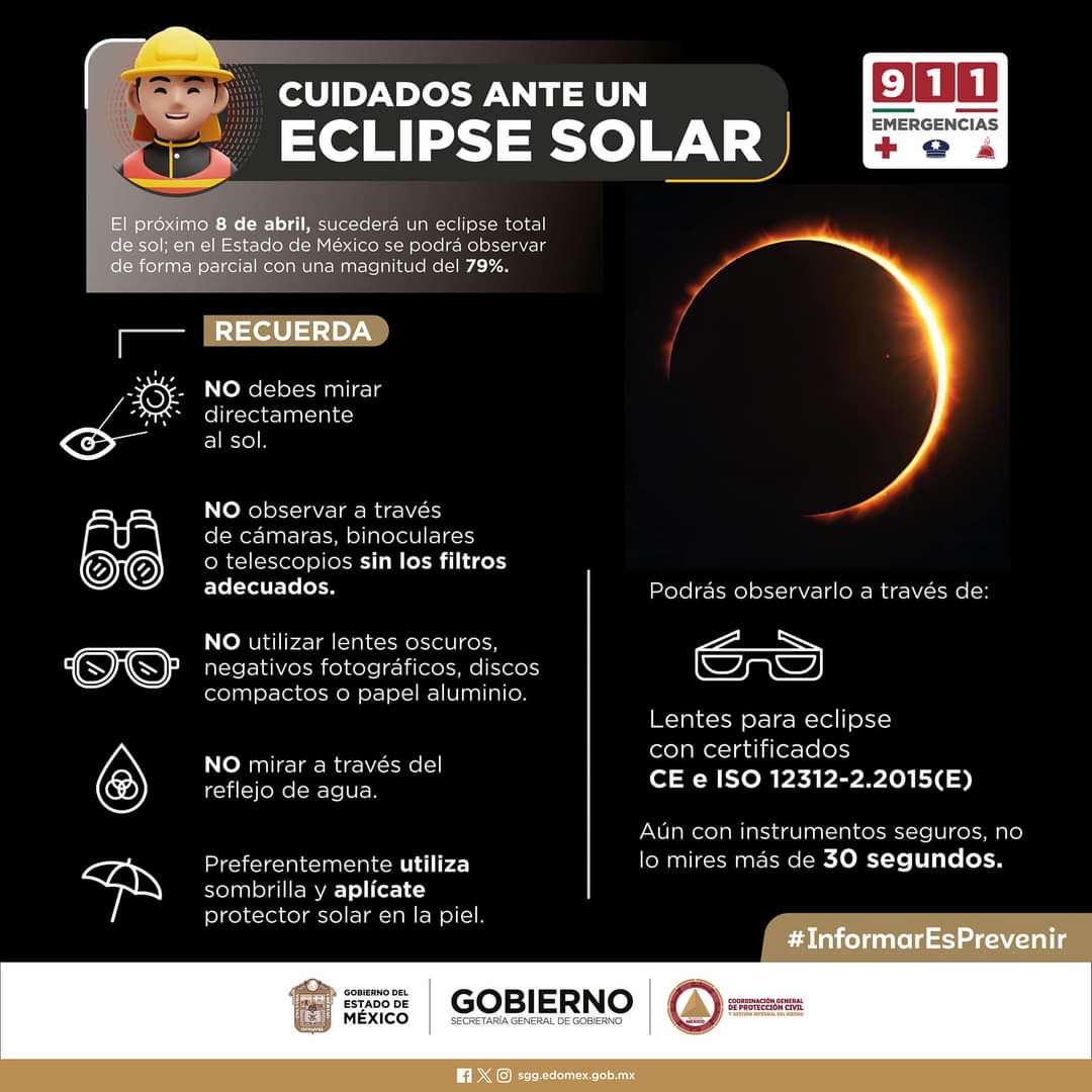 🌞 🌓 Se acerca un evento celestial imperdible: ¡el eclipse solar! 🌓 Para disfrutarlo al máximo, recordemos estos importantes consejos. 👇🏼