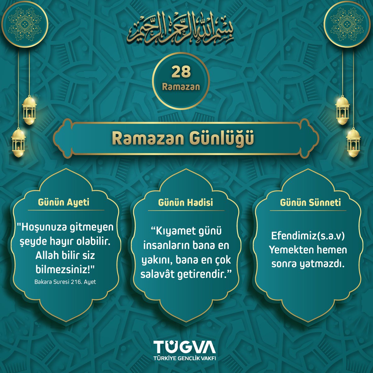🗓️28 Ramazan 1445 Ramazan Günlüğünde bugün📌 #Ramazan #BirAyet #BirHadis #BirSünnet