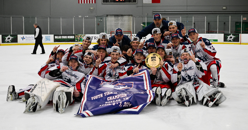 usahockey's tweet photo. With his nine goals in two games against the Alabama Thunder, Colton Merchen helped Team South Dakota capture the 2024 @ChipotleTweets-USA Hockey Youth Tier II 16U 2A National Championship! 🥇

#USAHNationals | #TrainEatRepeat