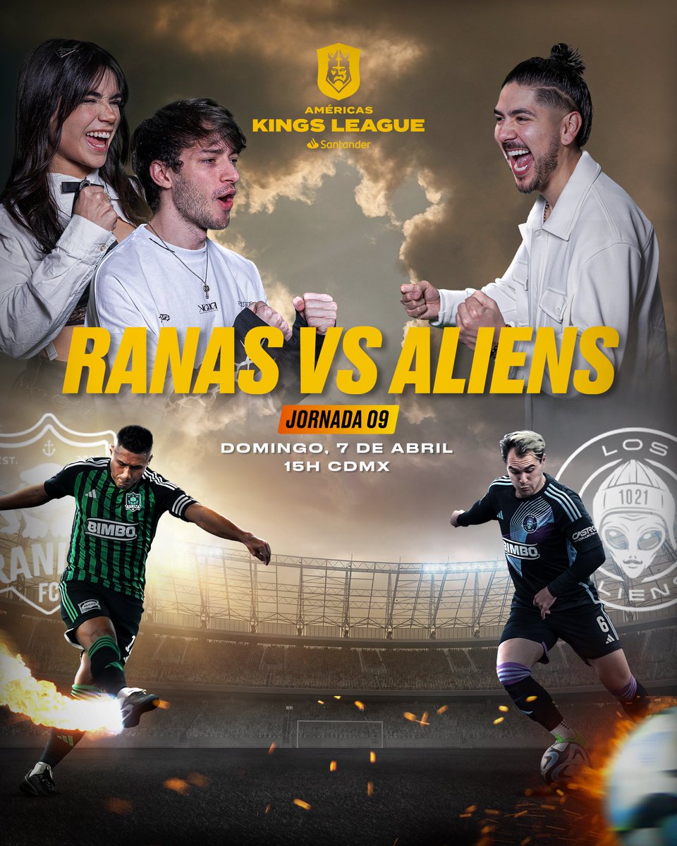 Encuentro de película 🎬
Ranas 🐸 vs Aliens 👽

🕚 Hoy: 15h 🇲🇽

#KingsLeagueSantander