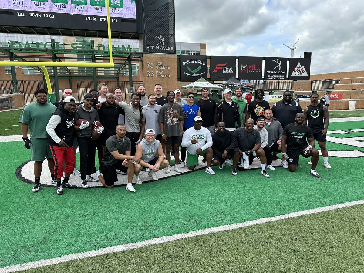 First @MeanGreenFB letterwinner 7v7 game was a success! We had over 25 guys show up before the spring game yesterday and put on a show. #GMG