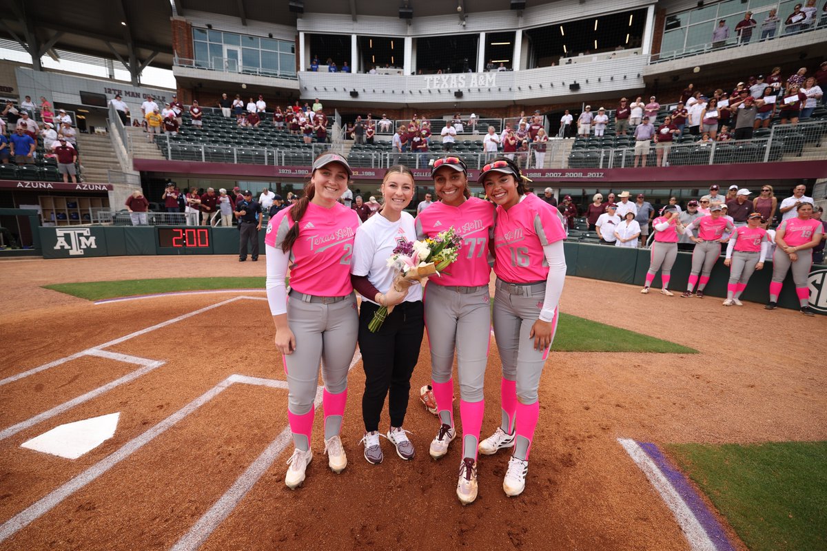 Our very own @HalleHarger threw out today's first pitch. Halle was diagnosed with spindle cell sarcoma in 2018 which resulted in 2 surgeries and 6 weeks of radiation. After taking a year off from softball, she was able to finish off her career at Arizona State with her dad,