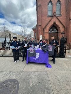 Yesterday Our 108 Pct. Domestic Violence officers along with Youth Coordination officers and Explorers were out at St. Mary’s church spreading Domestic Violence awareness information.