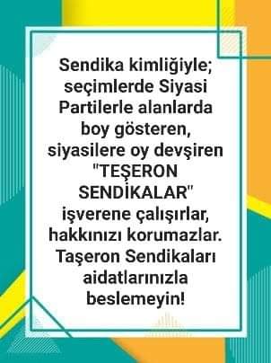 Siz hakkınızı aramazsanız hakkınızı alan çok olur. İşverenle kol kola gezen TEŞERON SENDİKALAR işverenin adamıdır! Taşeron Sendikalara 'KIRMIZI KART' vakti! 🟥