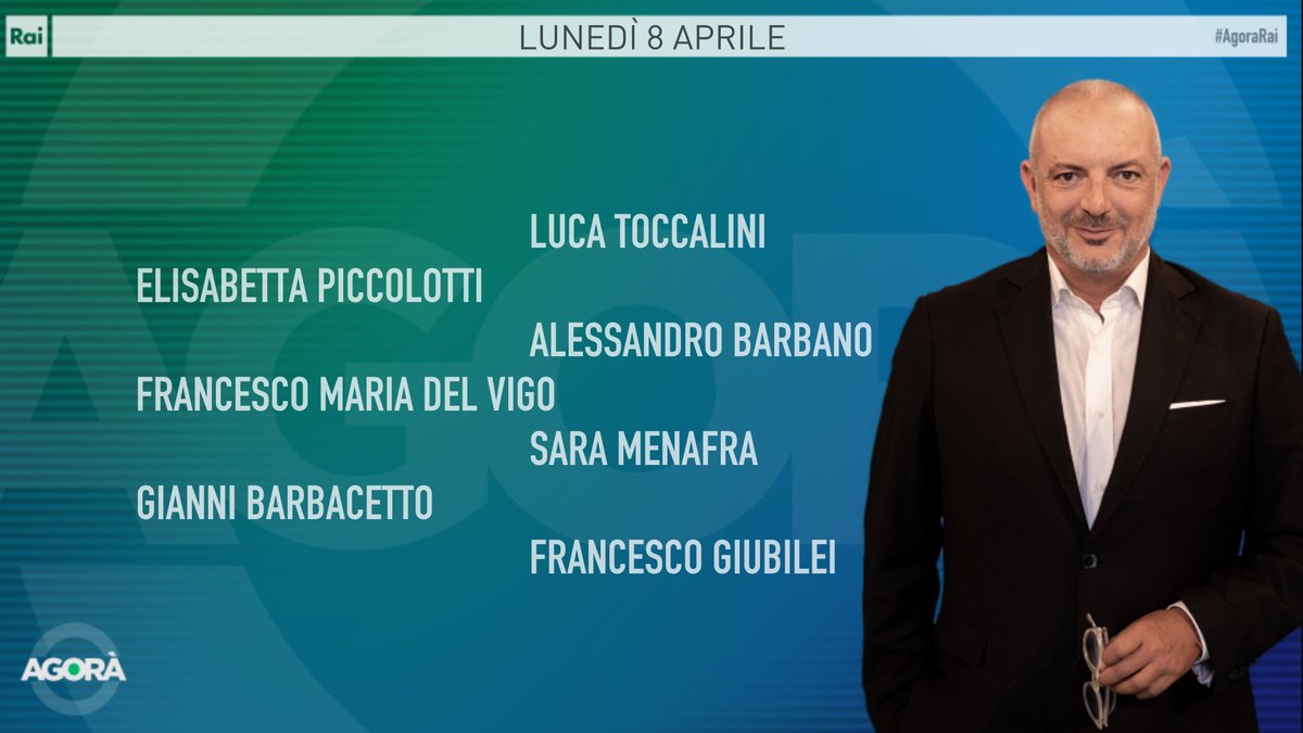 Ecco gli ospiti di Roberto Inciocchi di lunedì #8aprile ad #AgoraRai. Vi aspettiamo dalle 8.00 alle 09:45 su #Rai3 e #RaiPlay.