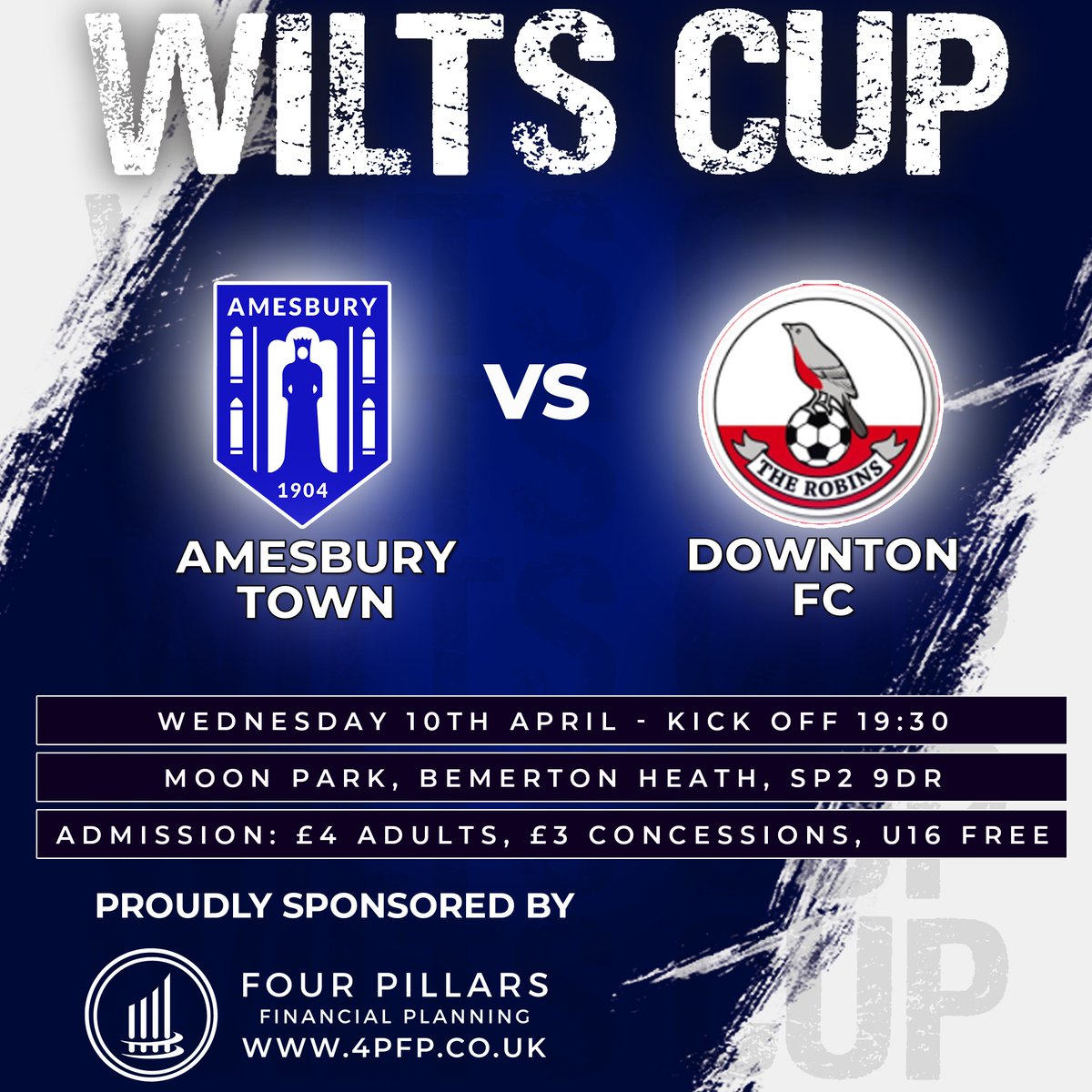 𝗡𝗘𝗫𝗧 𝗨𝗣

Its the Wiltshire Senior Cup Final on Wednesday evening

Come & support the lads as we face a tough test against Downton of the @WessexLeague

🆚@DowntonFC
🏆@WiltshireFA
📌Moon Park SP2 9DR
🧭bit.ly/Bemmy
⏰19:30
💵Adults £5 / OAP £3 / 16 & Under Free