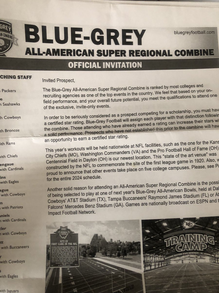 Bleesed to be invited to the blue-grey all-american combine!