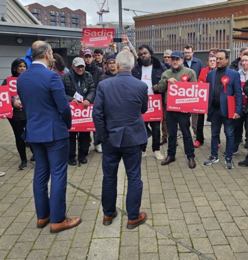 A warm welcome in Hayes today for @BassamMahfouz and @SadiqKhan #VoteLabour