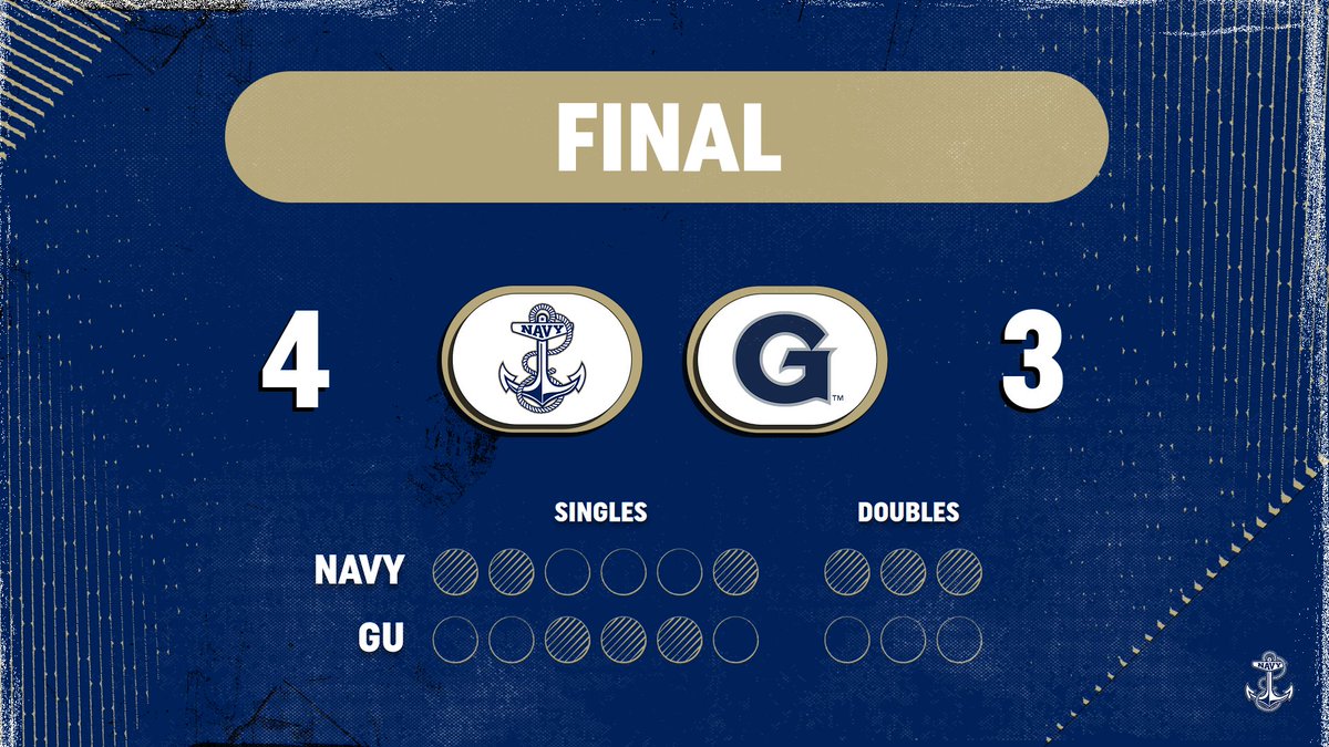 Navy wins a hard fought match with the Hoyas of Georgetown. Team improves to 24-13 on the year.