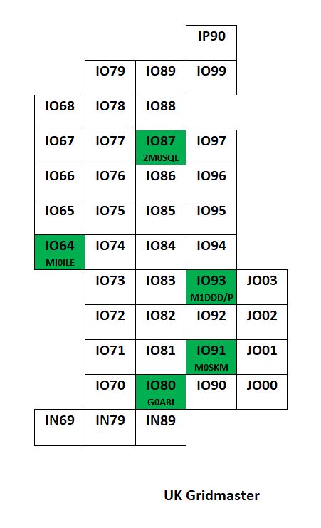 Thanks for IO93 #M1DDD/P. I'll be in Blackpool IO83 week after next, then the home grid IO72ww @g6rby #amsat #hamradio