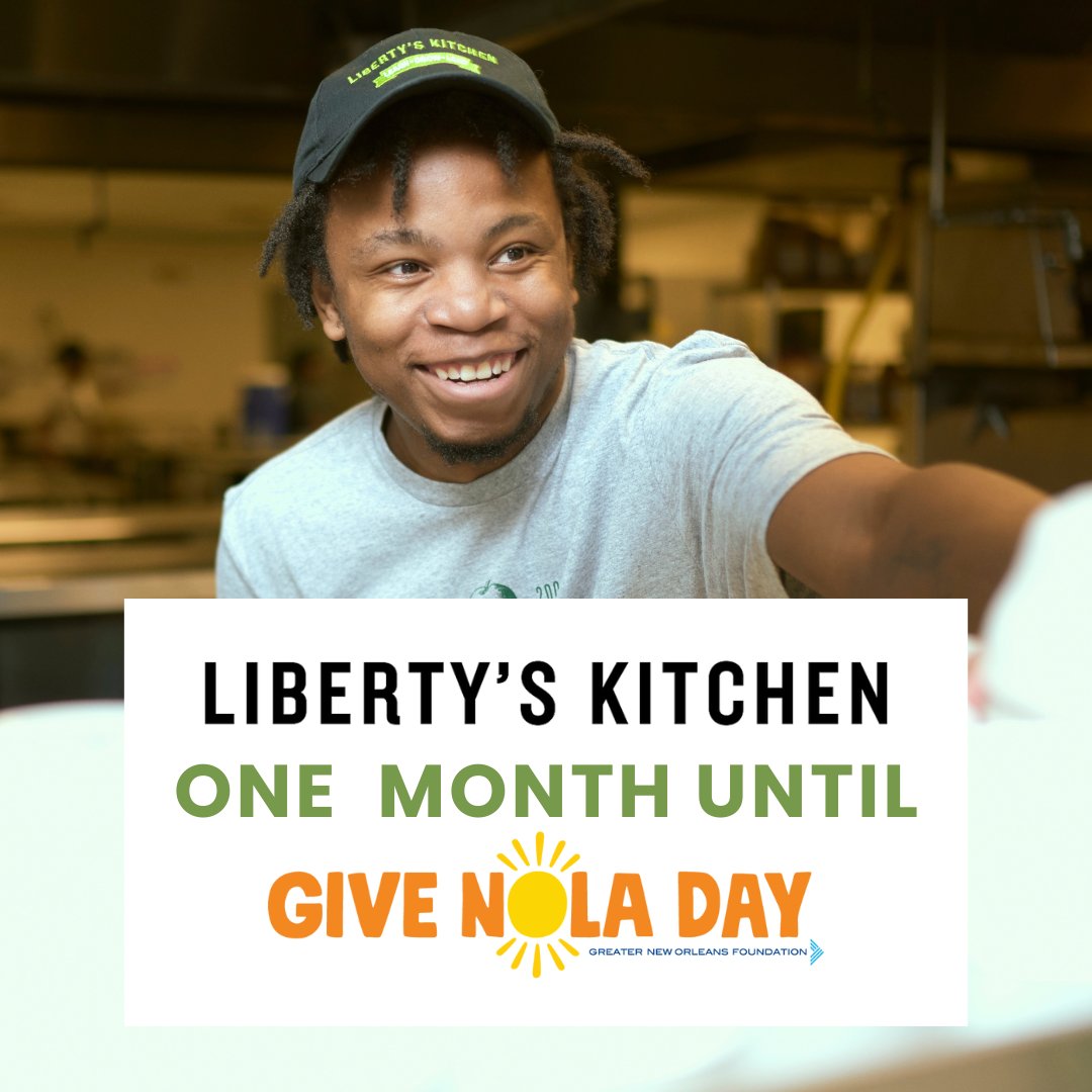 1 month to #GiveNOLA Day! 🎉 Get ready to help Liberty's Kitchen hit our $12,000 goal. Every gift makes a big difference! 💖 #EmpowerYouth