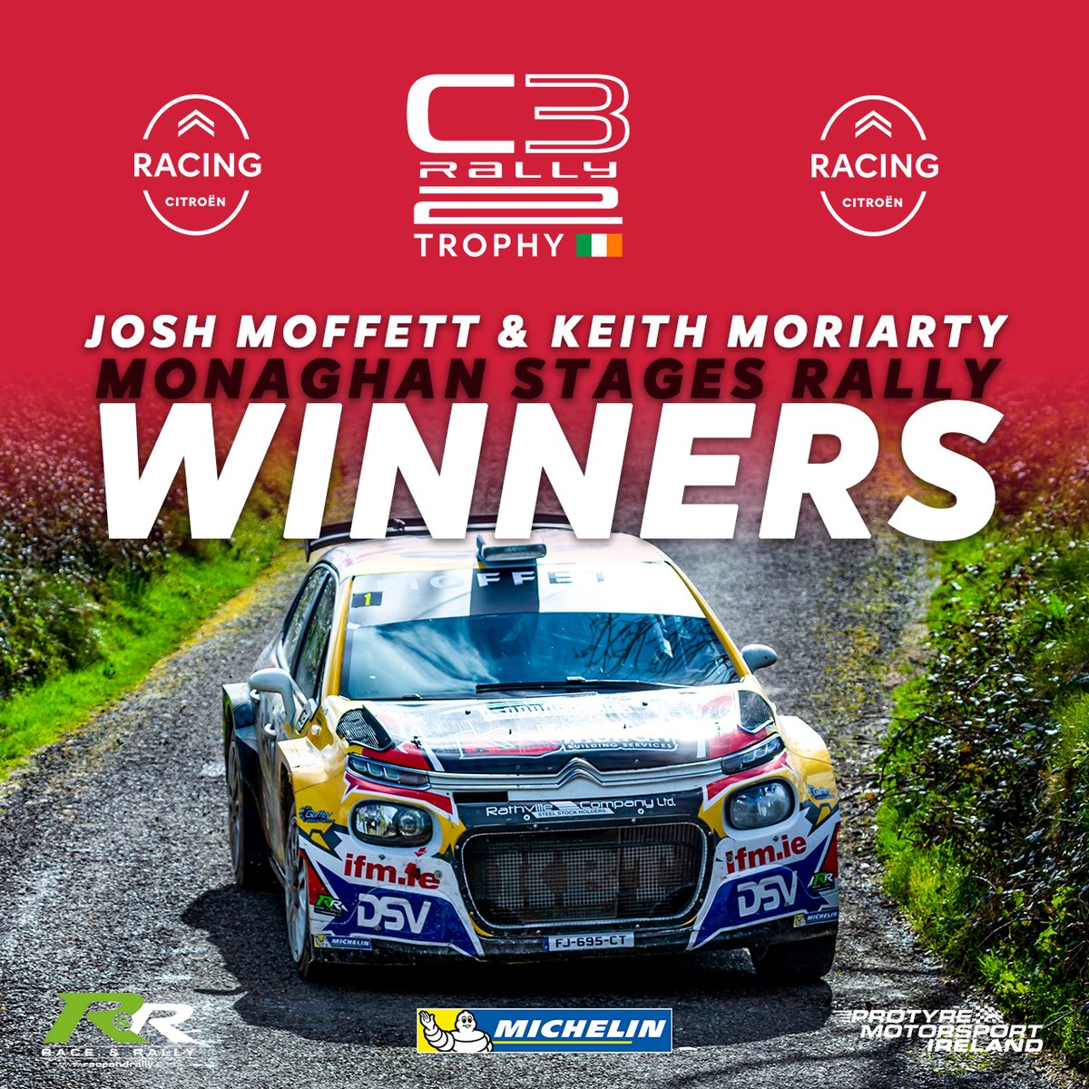 🏆 WINNERS 🏆

At it again! 🤜🤛

Josh Moffett & Keith Moriarty take not only the overall win at the @nrc_stages - Monaghan Stages Rally, but also the Citroën Racing  #C3Rally2Trophy Ireland victory, taking home the €3,000 top prize.

#CitroenRacing #C3Rally2 #C3Rally2Family