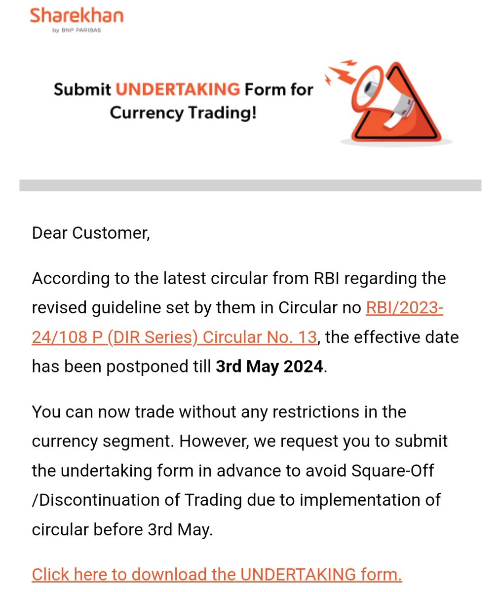 #INR: after F&amp;O positions in #Rupee #derivatives got auto squared-off last week, the deadline is postponed by 1-month until 3rd May. 

Besides, the new broker communication isn't very different after #RBI clarification -- so in reality, #currency #market dynamics has changed.
