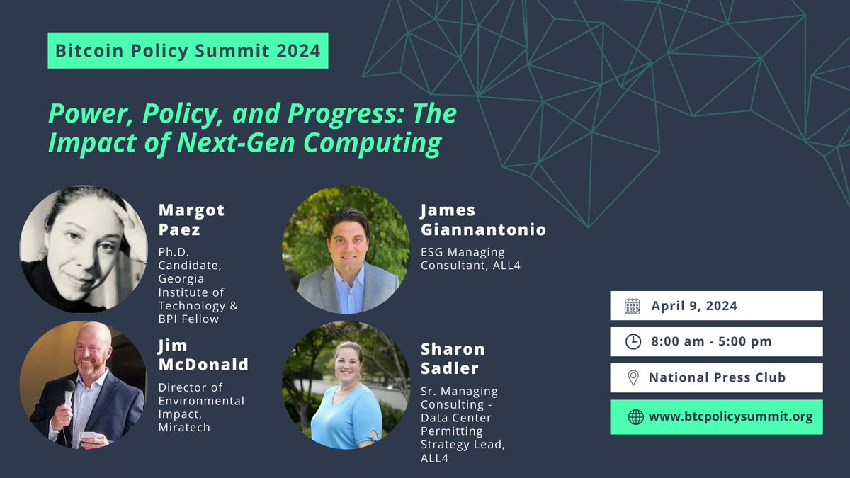 Panel Announcement: 'Power, Policy, and Progress: The Impact of Next-Gen Computing' Covering grid challenges & permitting, the impact of EPA, DOE, & Whitehouse guidelines, and insights into demand response, updates on scope 2 SEC reporting CC: @GingerSherpa @jyn_urso