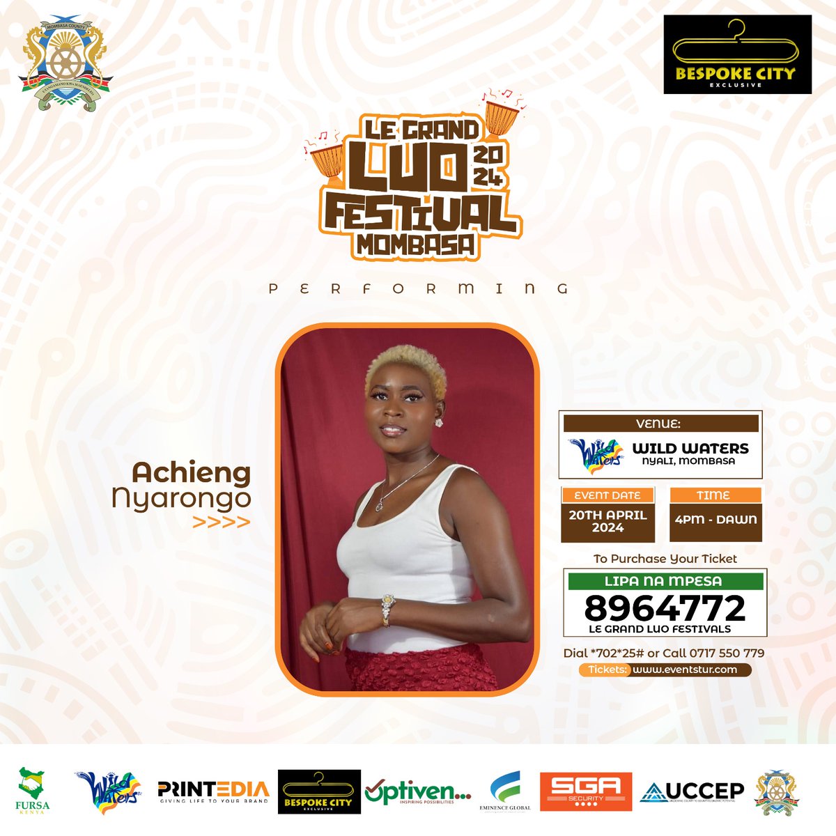 LeGrandLuoFest's tweet photo. Embark on a musical journey with the captivating Achieng Nyarongo at the esteemed Legrand Luo Festival Executive https://t.co/PmghrsyrdM your tickets now for an evening of enchantment by dialing *702*25# or clicking here: https://t.co/iSJPjpMNma https://t.co/l9LbpLlAQN
