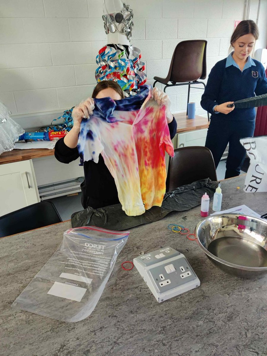 Our TY Art class worked very hard last term using different clothing dyeing, from using natural dyes such as cabbage and tea to the artificial colouring!