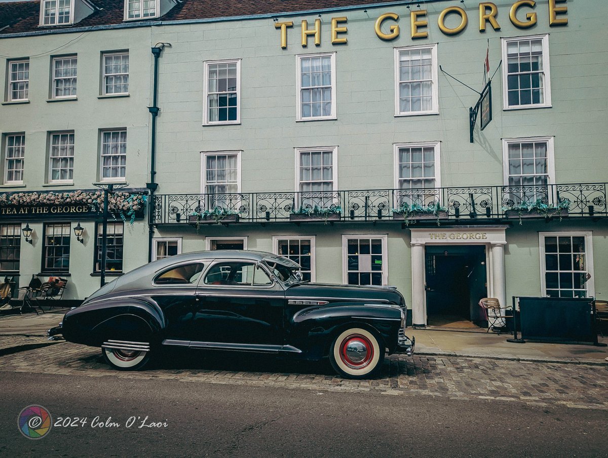 Colchester 2024, but the 1941 Buick Sedanette parked outside The George makes it look a bit older #Colchester #TheGeorge #Buick #BuickSedanette #Sedanette @VisitColchester @surya_hotels @VisitEssex