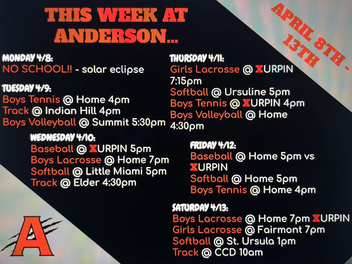 This Week At Anderson…

<a href="/AHSRaptorsAD/">AHS Athletics</a>