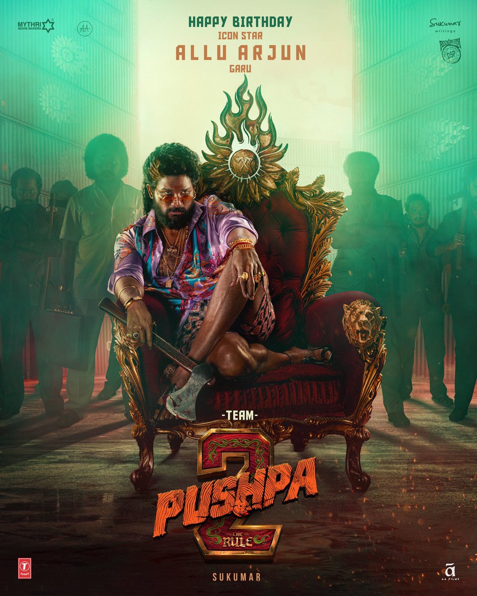 Happy Birthday to the National Award Winner, Icon Star @alluarjun garu ❤‍🔥 Await for an explosion of mass with the #Pushpa2TheRuleTeaser. Out today at 𝟏𝟏.𝟎𝟕 𝐀𝐌 💥💥 #PushpaMassJaathara #HappyBirthdayAlluArjun #Pushpa2TheRule Grand Release Worldwide on 15th AUG 2024.…