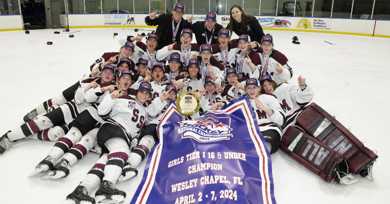 usahockey's tweet photo. Shattuck-St. Mary's is bringing home the trophy from the 2024 @ChipotleTweets-USA Hockey Girls Tier I 16U National Championship!

#USAHNationals | #TrainEatRepeat