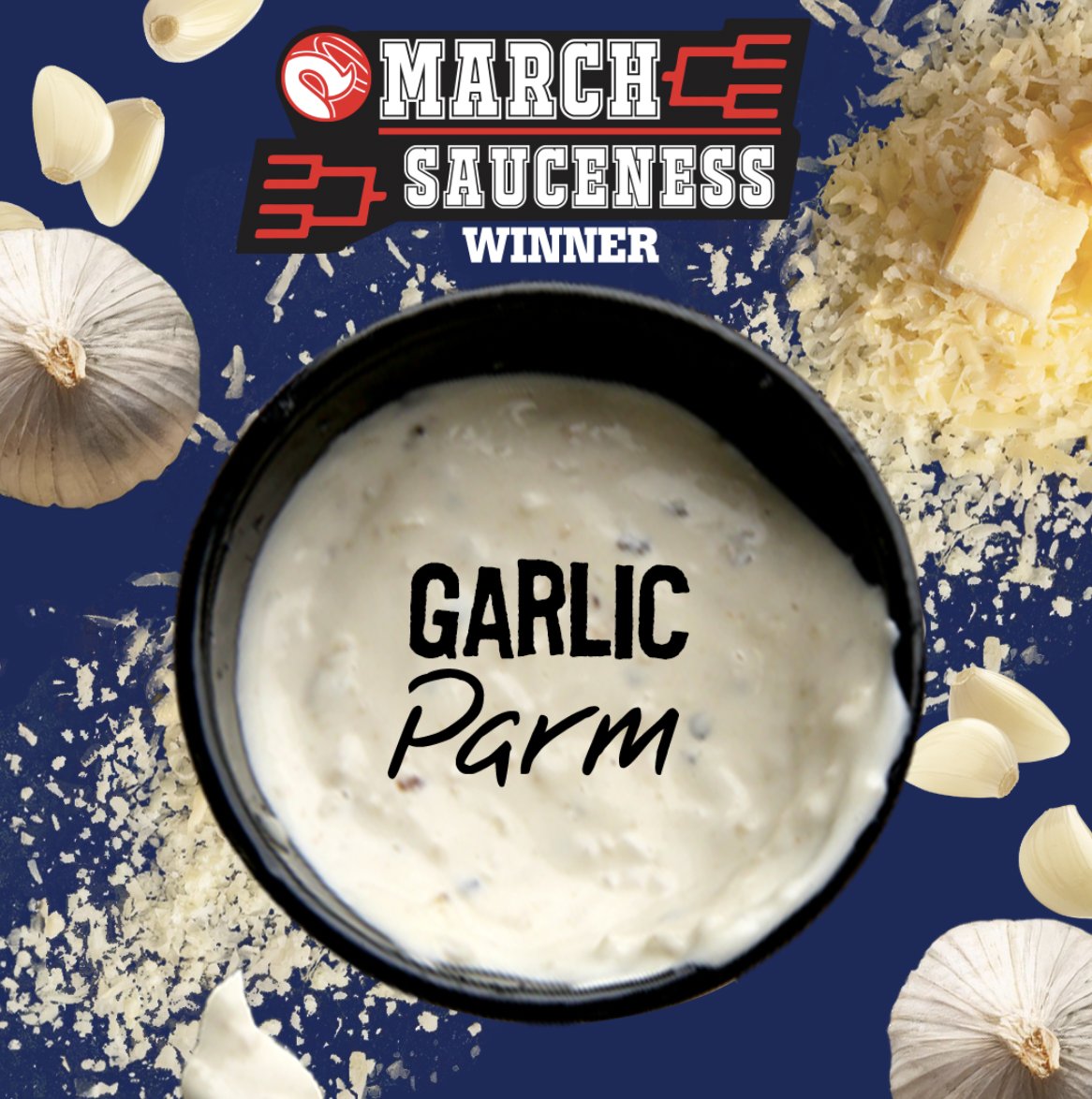 The Winner of March Sauceness 2024 is Garlic Parm. 🧄🧀 Who saw that coming?! 😱 All March Sauceness gift card winners will be randomly selected and contacted on April 8th.