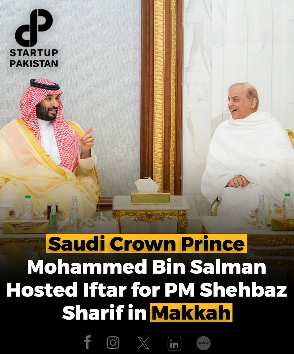 Prime Minister Shehbaz Sharif, currently on a three-day visit to Saudi Arabia, attended an Iftar hosted by Crown Prince Mohammed Bin Salman at Al-Safa Palace in Makkah on Sunday.

#PM #Makkah #Saudiarabia #Iftar #Saudicrownprince #