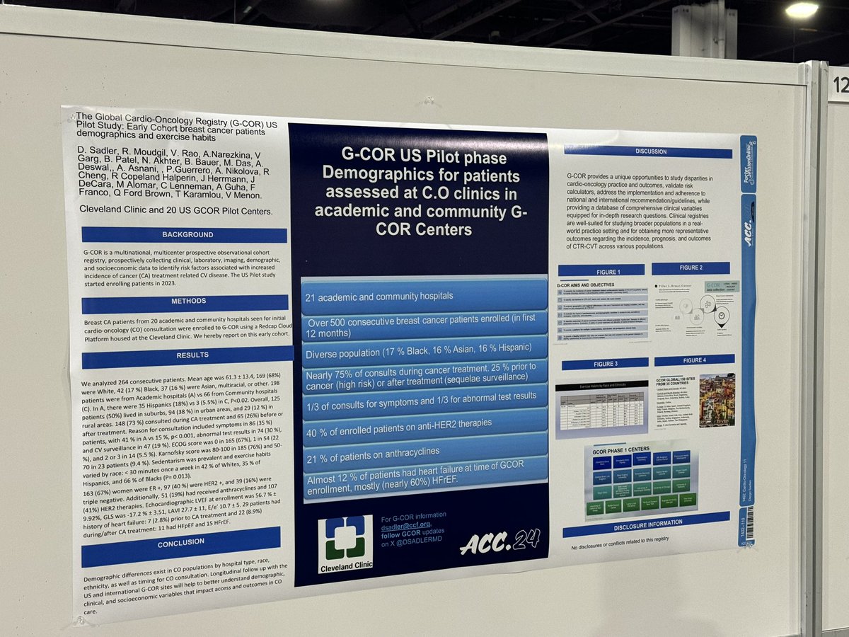Congrats to @DSadlerMD for leading efforts to establish an international #cardioonc registry @ICOSociety #ACC24 #jacccardioonc