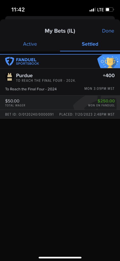 datgrl_trAshton's tweet photo. Totally forgot I placed this bet the last time I was home (since I can’t sports bet in California) !!! What a pleasant surprise 🤩 https://t.co/rZWe5cJsnF