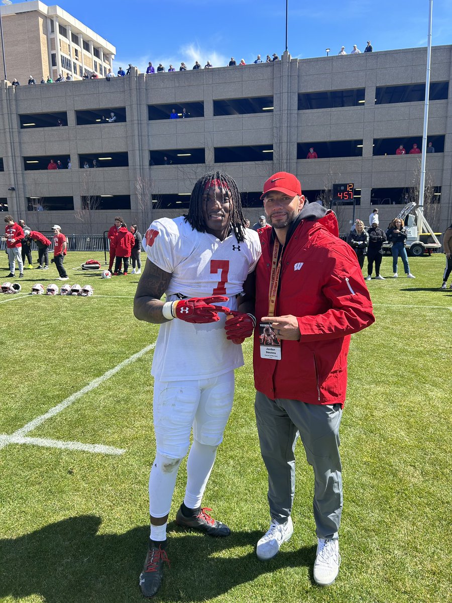 Jordan Stevens (@coachjmstevens) on Twitter photo Life really comes full circle ! Very excited to see my guy, and former player, Jaheim Thomas at <a href="/BadgerFootball/">Wisconsin Football</a> Spring practice! Proud of you, brother! #OnWisconsin #Madtown 🔥🦡❤️ Life really comes full circle ! Very excited to see my guy, and former player, Jaheim Thomas at <a href="/BadgerFootball/">Wisconsin Football</a> Spring practice! Proud of you, brother! #OnWisconsin #Madtown 🔥🦡❤️