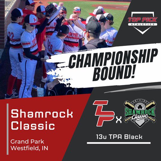 TPA 13u Black is off to a hot start this season! They are heading into the Championship Game at the Shamrock Classic! Finish Strong #Grind #ATD