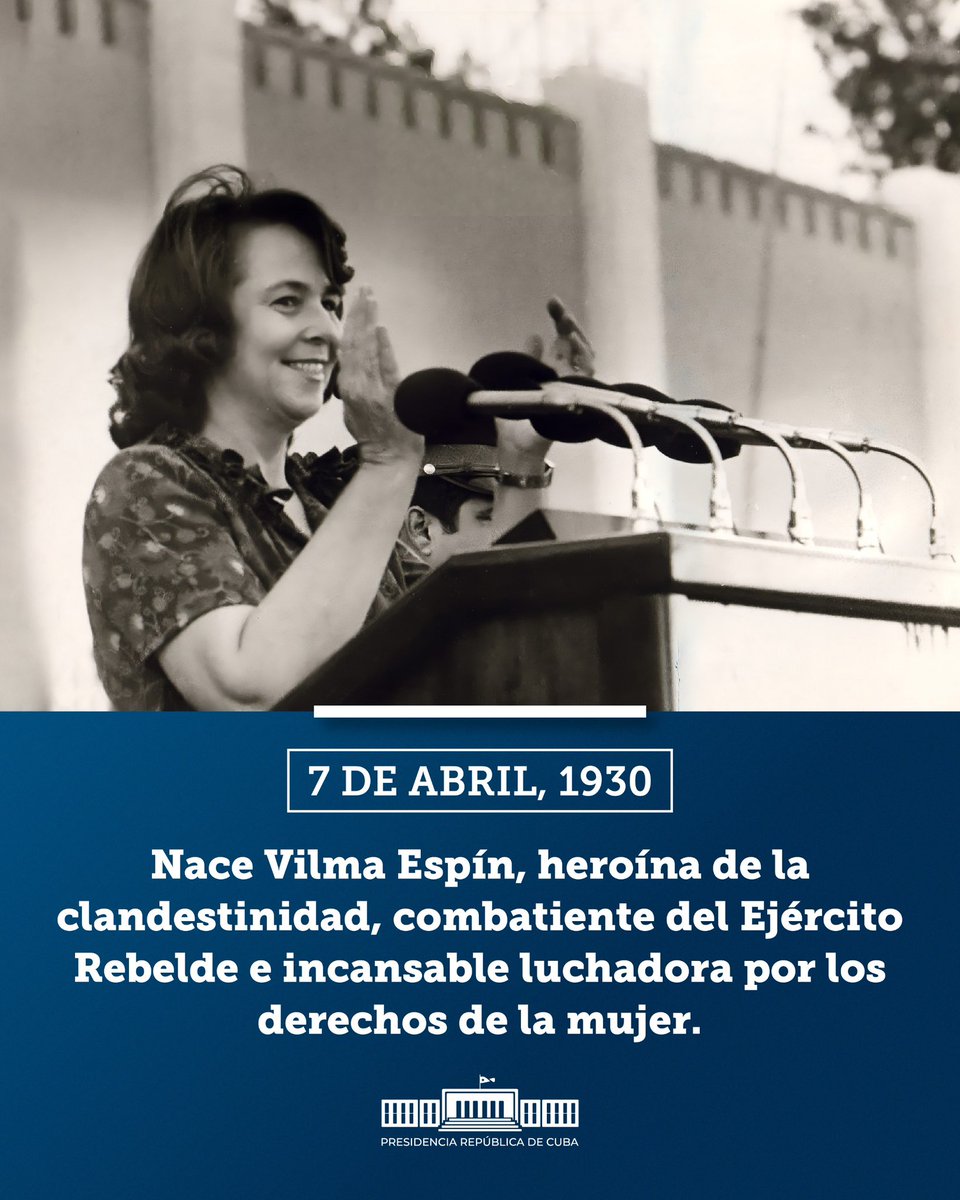 ¡Hoy Vilma estaría cumpliendo 94 años! Como diría #Fidel, su ejemplo es hoy más necesario que nunca. #MujeresEnRevolución 🇨🇺