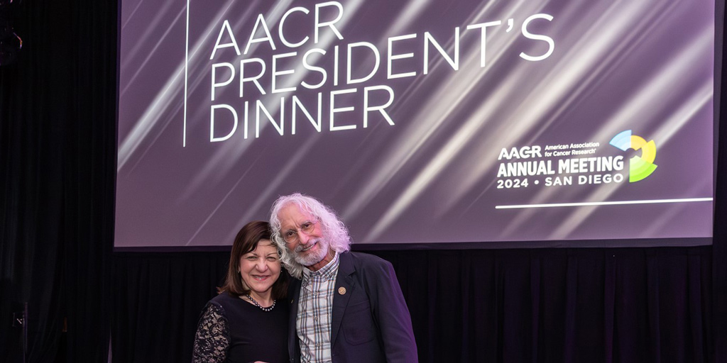 At our inaugural #AACR24 President's Dinner Saturday evening, I had the opportunity to thank our distinguished @AACRPres, Phil Greenberg, for his outstanding service to the @AACR over the past year. Congratulations, Phil, on an exceptional term as AACR President.
