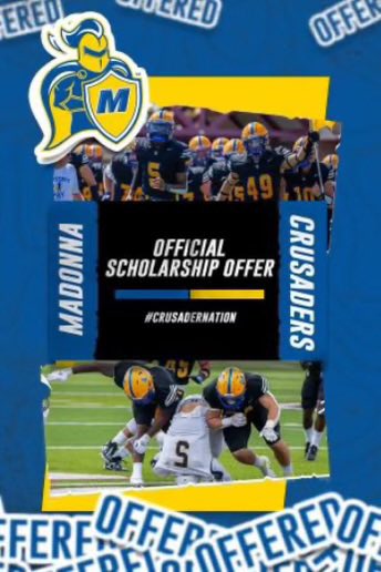 I’m blessed to recieve my first collegiate offer, from Madonna University, thanks to the coaches @BrettGuminsky and @CoachPhilipGuel Go Crusaders!! @CVBigReds #AGTG