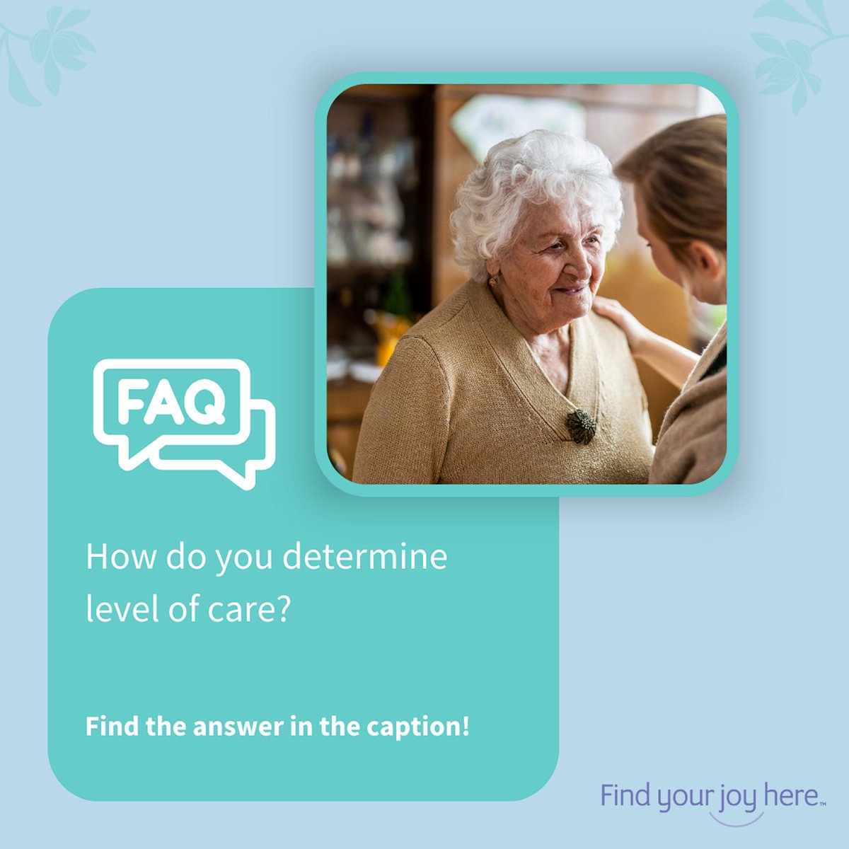 For assisted living and memory care, a senior will have a care assessment prior to signing a lease that will determine the correct level of care and will help the clinical team develop a custom care plan. #SonidaSeniorLiving #FindYourJoyHere #FAQ #AssistedLiving #SeniorCare