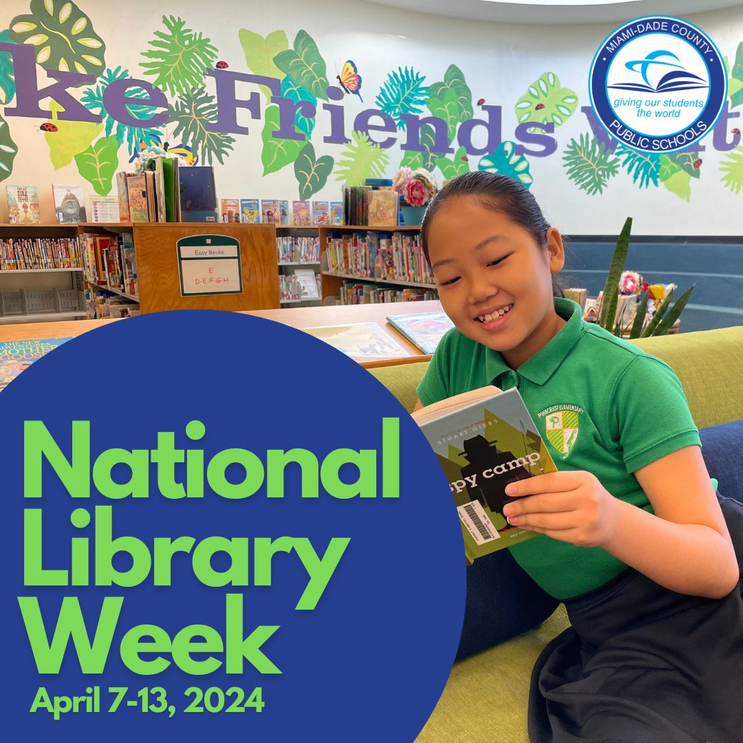 It's #NationalLibraryWeek! Libraries are gateways to knowledge and open the doors to success. This week, we encourage students to explore the wonders of literature and visit their local @MDPLS. mdpls.org  #YourBestChoiceMDCPS