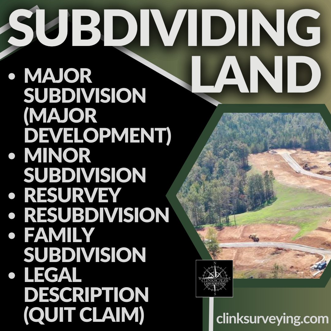 Do you want to subdivide land? We'd love to earn your business. Request your survey on our website so that we can help you! clinksurveying.com

#alabasteralabama #caleraalabama #VestaviaHills #VincentAlabama #MontevalloAlabama #childersburgalabama