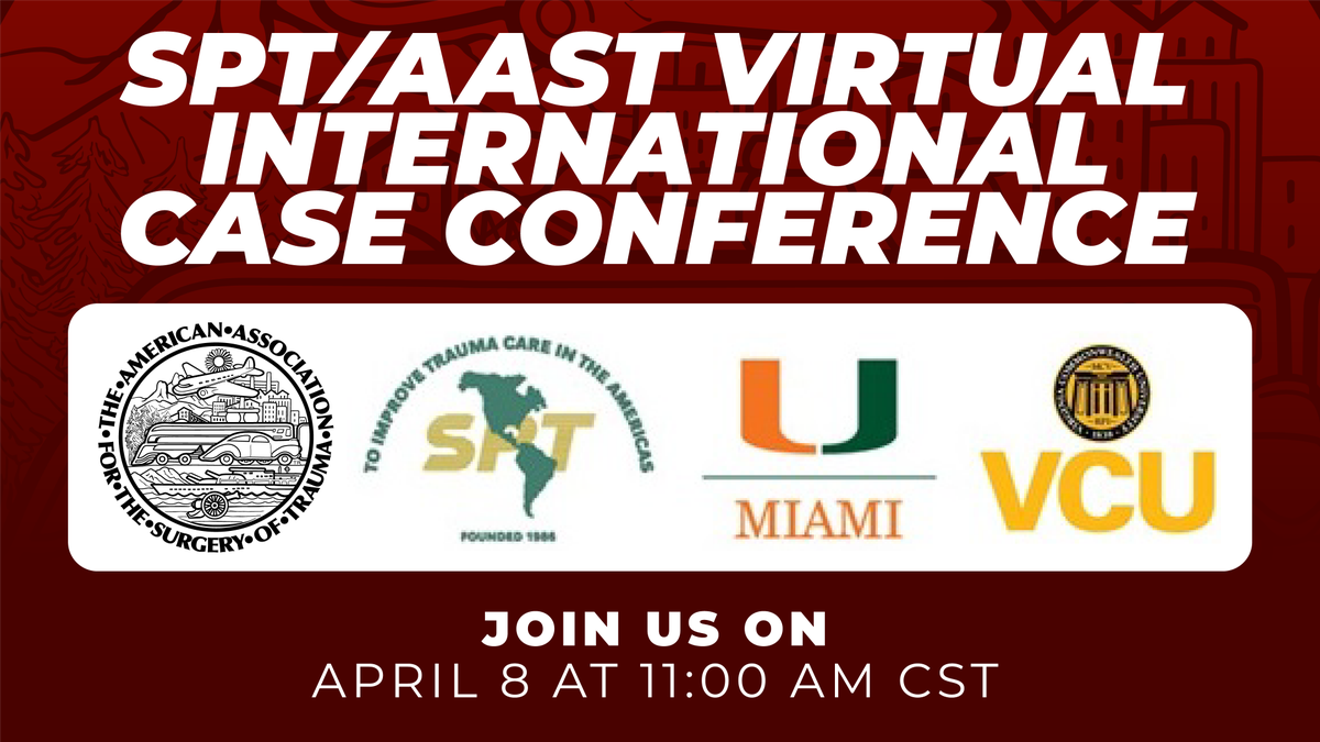 Just one day left until the @Panamtrauma/AAST Virtual International Case Conference!🚨 Join us tomorrow, April 8th, at 11 AM CST for International Trauma Tele-Grand Rounds. Don't miss this opportunity to engage with experts in trauma care Register here⬇️ zoom.us/meeting/regist…