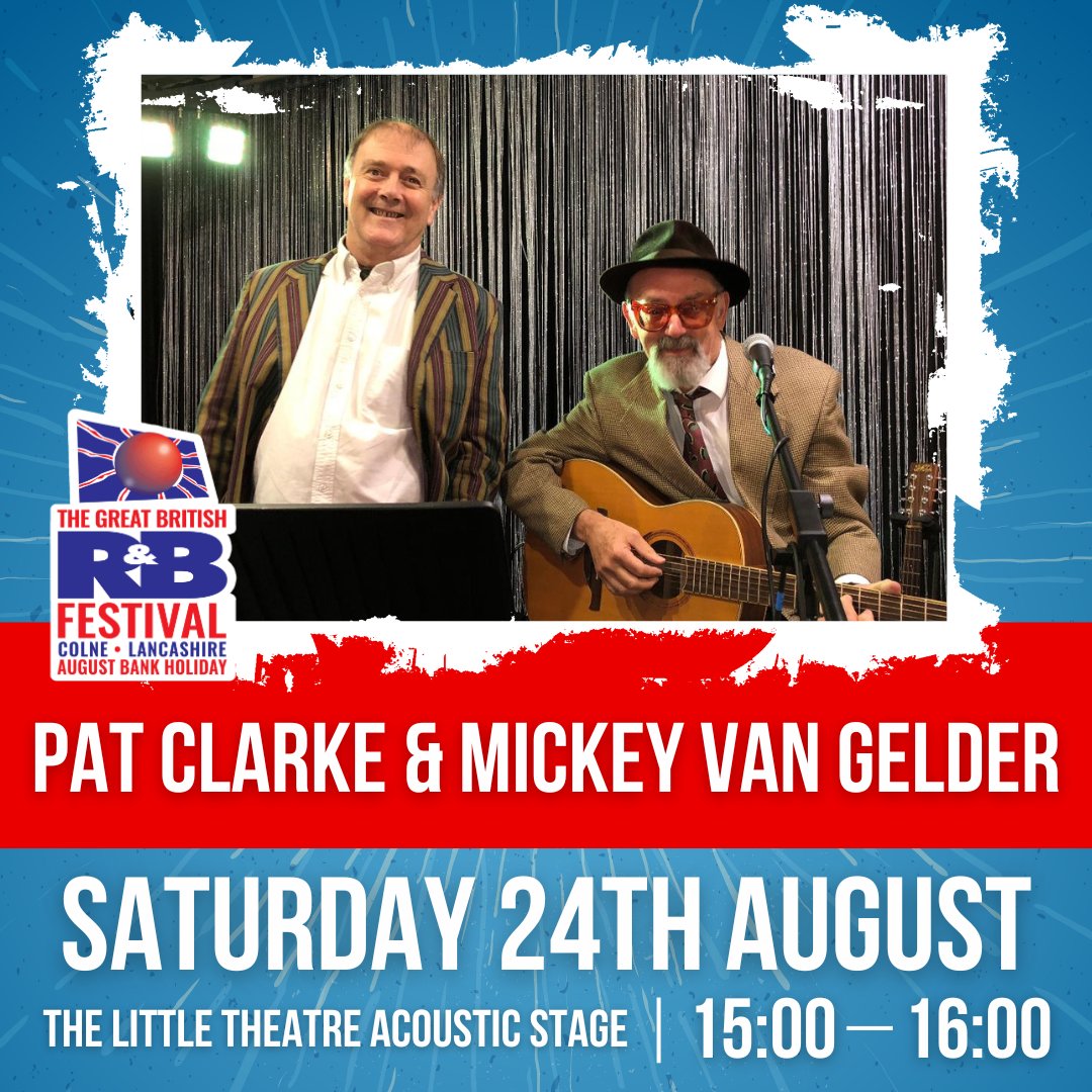 We are delighted to announce that Pat Clarke & Mickey Van Gelder will perform at the 2024 Great British Rhythm & Blues Festival, having played together on the acoustic stage at Colne twice before! 🎸💪 Get your tickets today! 👇 bluesfestival.co.uk