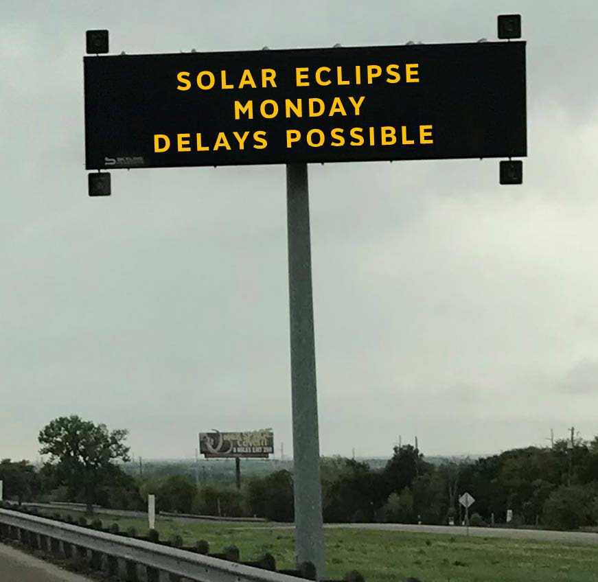 TxDOT's tweet image. Viewing a total eclipse is awesome. Being stuck in traffic isn&apos;t. Plan ahead to get to your viewing spot early--and stay late to reflect on the experience rather than sit in traffic. Visit DriveTexas.org for real-time traffic updates. #TXEclipse24 #Eclipse24
