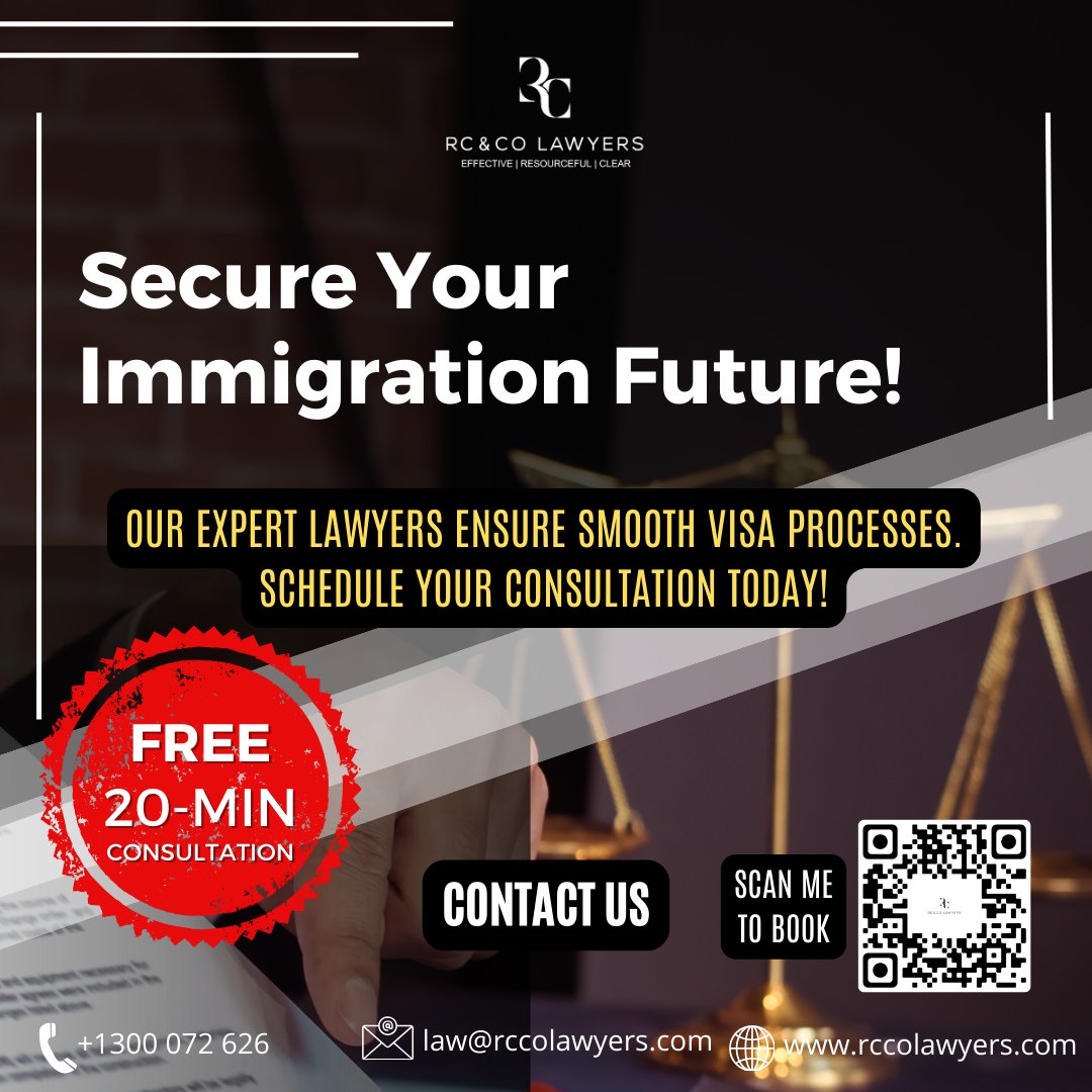 Ensure a Smooth Immigration Future with Us! 🌎⚖️

☎️ +1300 072 626
📥 law@rccolawyers.com
🌐rccolawyers.com

#stratalawyer
#ownerscorporationlawyer
#conveyancinglawyer
#commerciallawyer
#falaw